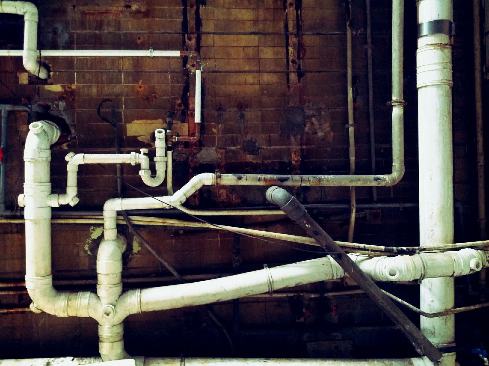 Water pipes on a wall