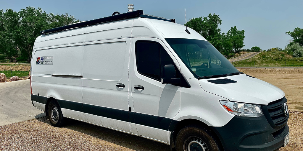 Community Air Toxics, or CAT, mobile monitoring van parked in a lot