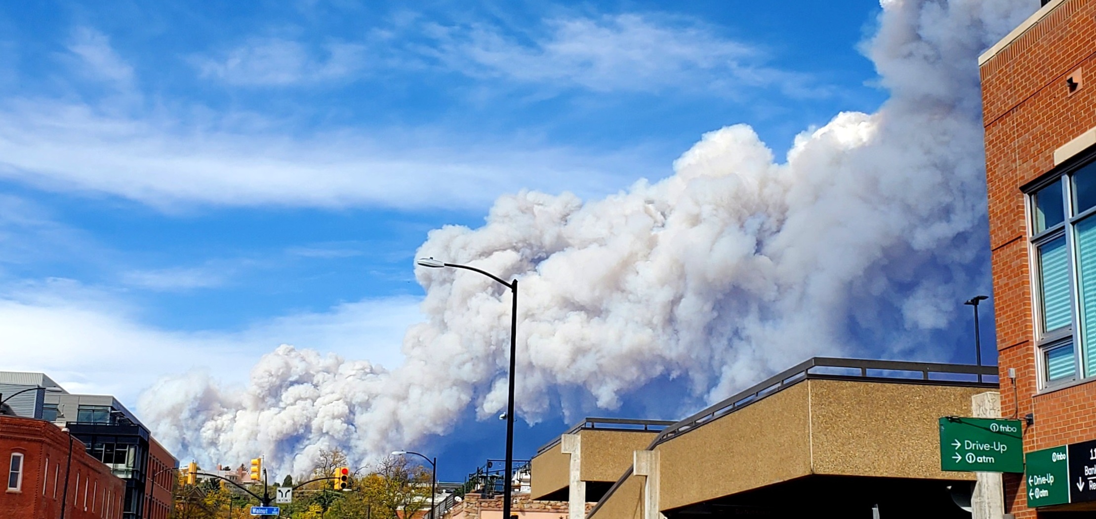 Wildfire smoke over downtown Boulder