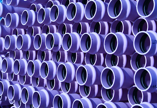 rows of purple pipes