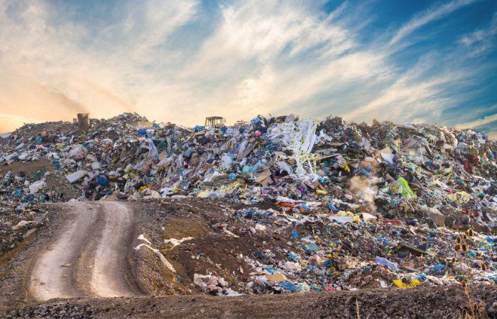 Heaps of waste at a landfill